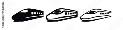 High-Speed Train or Bullet Train Icon Set. Modern Public Transport Vector Illustration for Travel