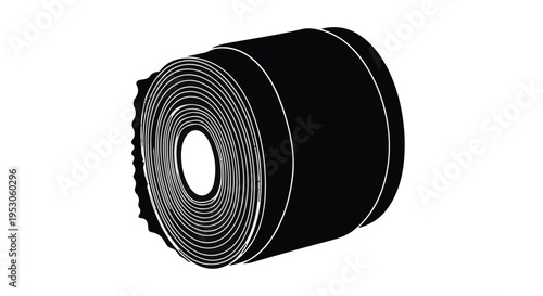 Silhouette of a medical bandage roll or surgical tape isolated on white