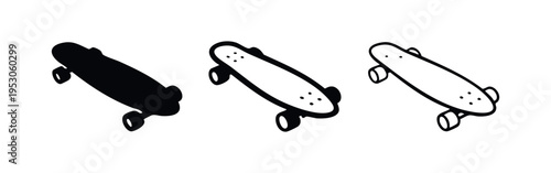 Skateboard Icon Set. Urban sports and recreation vector illustration in solid and outline styles.