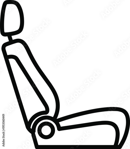 Car seat icon, vehicle interior chair outline, automotive driver seating symbol, passenger comfort adjustment, transportation cabin accessory, ergonomic seat silhouette