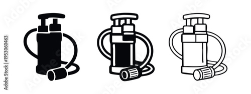 Garden sprayer icon set. Pressure pump vector symbol. Plant watering sign illustration.