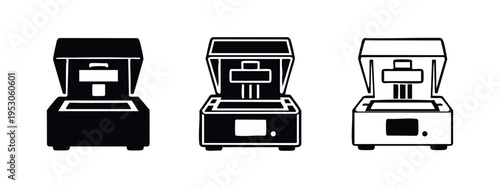 3D Printer Icon Set - Additive Manufacturing, Technology, and Prototyping Symbols