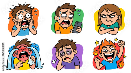 Cartoon people with shocked expressions.