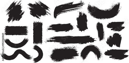 Collection of black brush strokes on white background