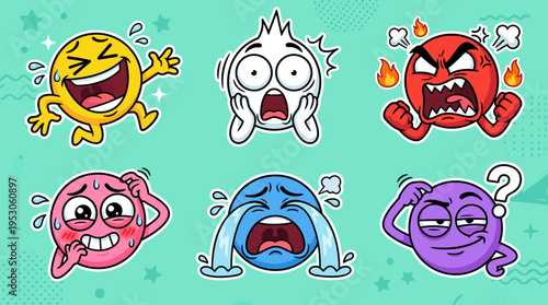 Emotions faces with different expressions.