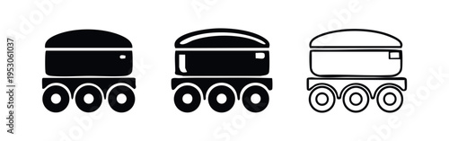 Autonomous delivery robot icon set, self-driving cargo vehicle, modern logistics and automation concept, isolated vector illustration