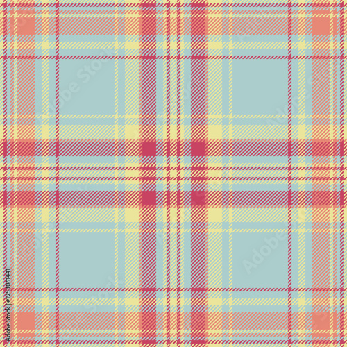 Border seamless tartan pattern, form plaid fabric texture. Customized textile background vector check in light and red colors.