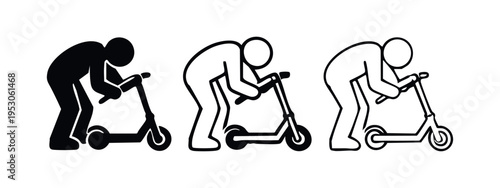 Person Riding Electric Scooter Icon Set