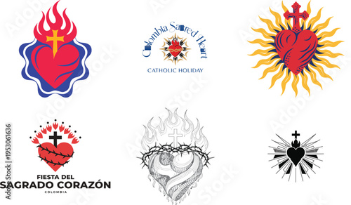 Sacred heart catholic symbols flames