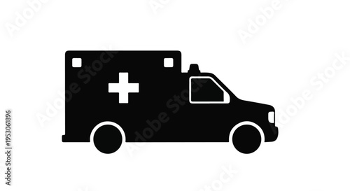 Black silhouette ambulance vehicle emergency medical services transportation icon