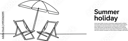Relaxing on beach deck chairs under an umbrella during summer holiday