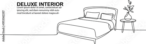 Elegant bedroom featuring a modern king-size bed with minimalist decor