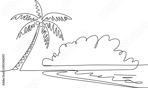 Serene tropical beach scene featuring a lone palm tree and gentle waves