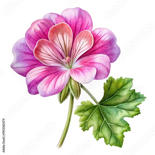 Wallpaper Mural Delicate watercolor painting of a pink geranium flower with detailed veins Torontodigital.ca