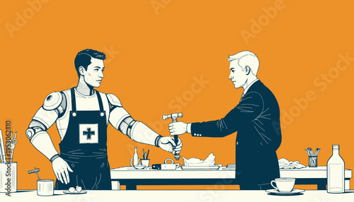 Innovative Human-Robot Collaboration in Culinary Arts as Chef Robot Prepares Meal with Human Partner in Professional Kitchen Setting