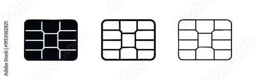 EMV Chip Smart Card Icons Set - Secure Payment and Financial Technology Symbols