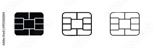 Smart Card Chip EMV Icons Set - Secure Digital Payment Technology Symbols