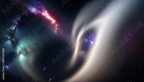 Alien Planet with Colorful Glowing Atmosphere and Nebula Background