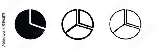 Pie Chart Data Analysis Icons - Divided into Three Equal Parts