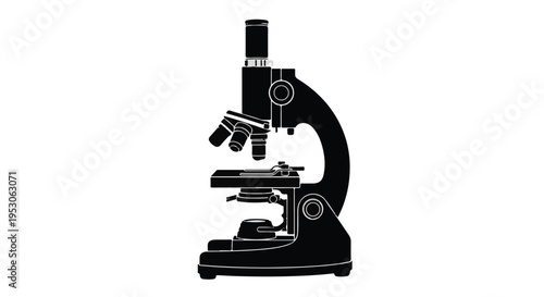 Black microscope laboratory equipment science research tool for biology chemistry education
