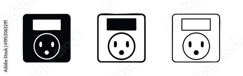 Wall Plate Power Outlet with Digital Display Smart Home Icon Set