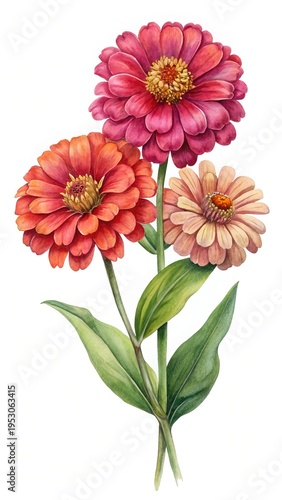 Wallpaper Mural Beautiful Zinnia Flowers in Watercolor Painting with Vibrant and Delicate Details Torontodigital.ca