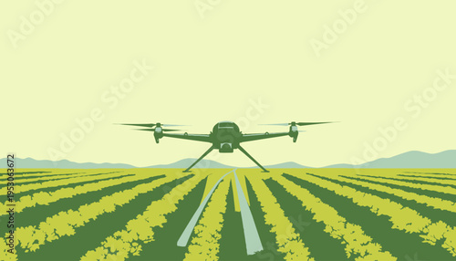 Drone Surveying a Vast Agricultural Landscape with Precision in Crop Monitoring and Innovative Farming Practices for Enhanced Sustainability and Efficiency