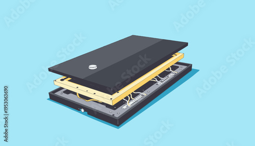 Illustration of a Multi-Layered Smartphone Battery Pack Showcasing Internal Components in Exploded View Format