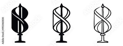 Vertical Axis Wind Turbine (VAWT) Icon Set - Renewable Energy Symbol in Multiple Styles