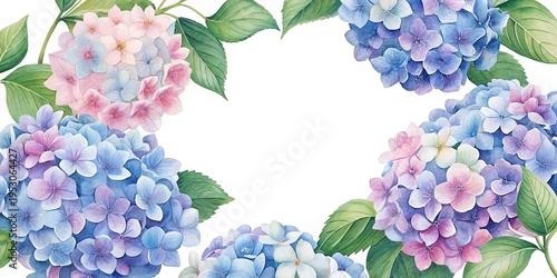 Wallpaper Mural Watercolor Hydrangea Flowers Frame in Pink and Blue Hues for Elegant Designs Torontodigital.ca
