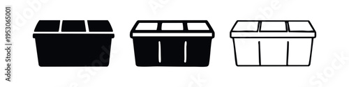 Waste Sorting Bin Icon Set - Multi-compartment Recycle Container Symbols