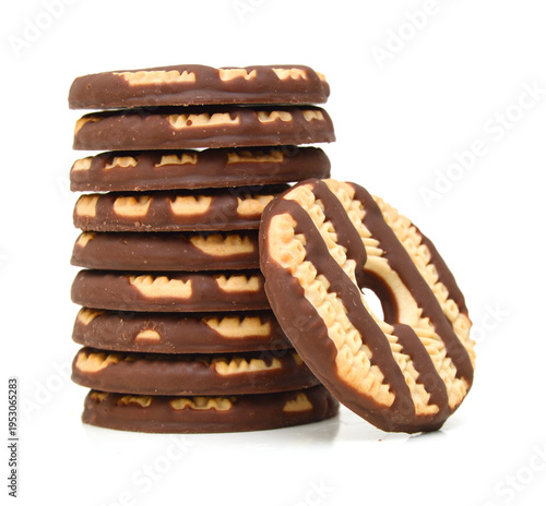Chocolate cookie isolated on white background