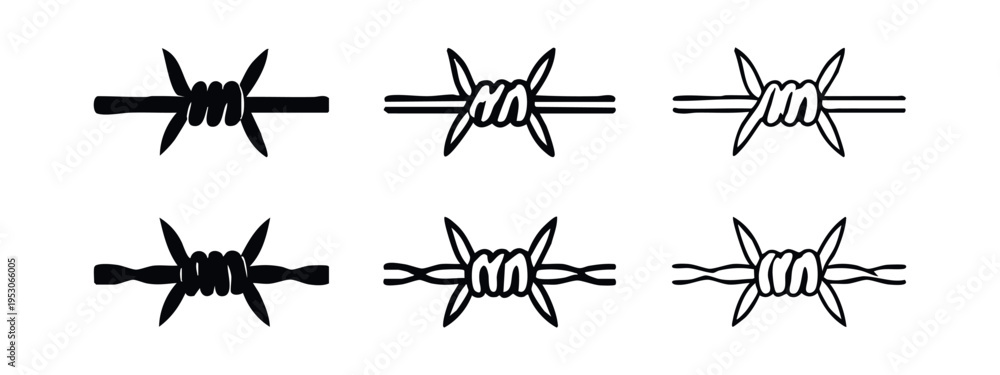 Fototapeta premium Barbed Wire Security Icons Set