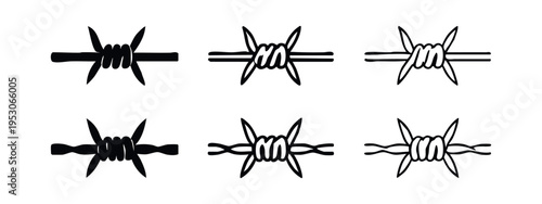 Barbed Wire Security Icons Set