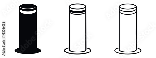 Cylindrical Bollard with Rounded Base Icon Set