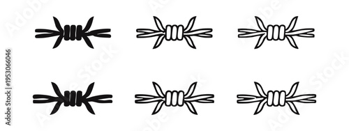 Barbed Wire Fence Icons Collection