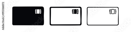 Credit Card with Chip Icons Set