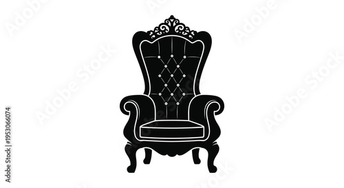 Silhouette of a luxurious throne chair with intricate design and ornate details