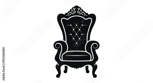 Silhouette of a luxurious high backed armchair with ornate details
