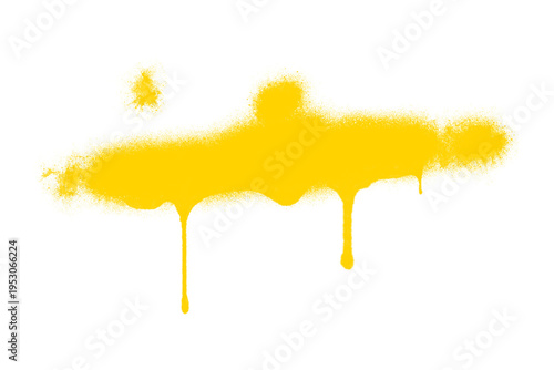 yellow spraypaint graffiti - grunge dripping texture with no background