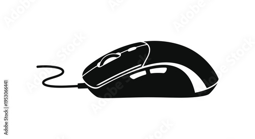 Silhouette of a computer mouse on a white background