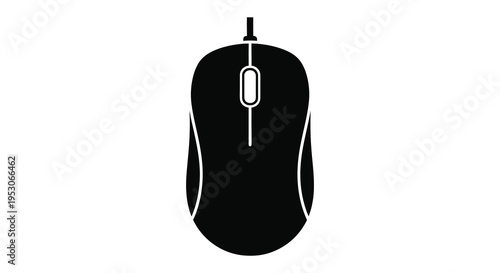 Silhouette of a standard wired computer mouse from above