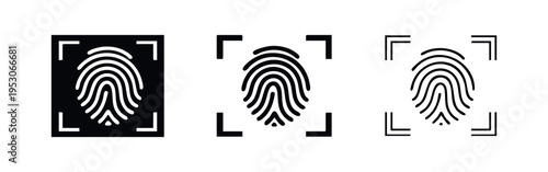 Fingerprint scan icon set. Biometric security and identification symbol collection for authentication.