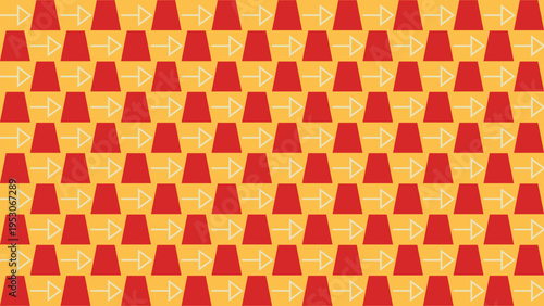 Abstract Red Cup and Arrow Pattern on Gold Background