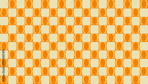 Abstract Orange and Beige Checkered Pattern Background