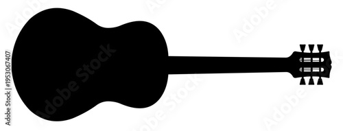 Acoustic guitar silhouette isolated - vector illustration