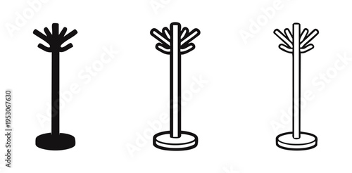 Coat Rack and Hat Stand Icons Set. Home and Office Furniture Symbol.