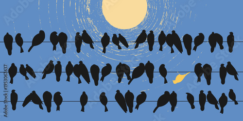 abstract society standing out from the crowd, leadership quality, ordinary, vision be different, unique personality	