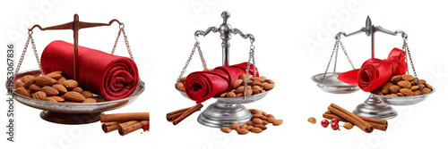 Set of Premium quality kath badam almonds scattered naturally with subtle shadows on transparent png background. Ai generated