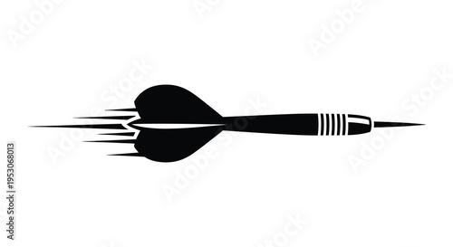 Silhouette of a dart with motion lines on a white background